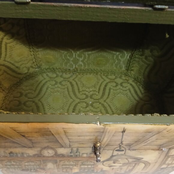 Anton Pieck Vintage Wooden Decoupage Octagon Box Purse - Picture 14 of 15